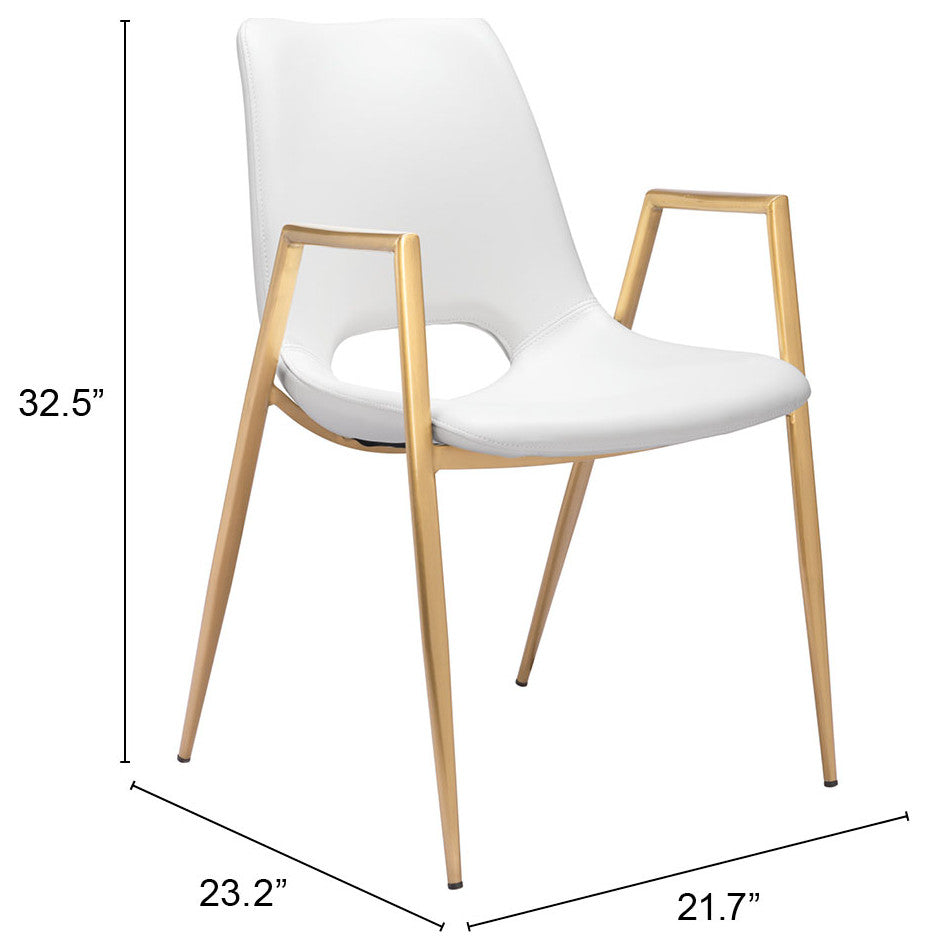 Desi Dining Chair, Set of 2 White/Gold