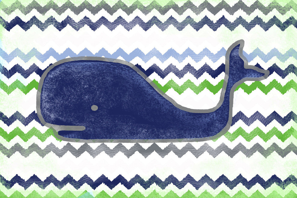 Marmont Hill, "Navy Whale" by Reesa Qualia Painting on Wrapped Canvas, 30x20