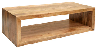 Keli 58" Mango Wood Coffee Table Open Cube 1 Shelf Natural Brown