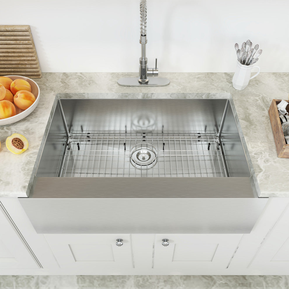 Stainless Steel Farmhouse Single Bowl Kitchen Sink with Accessories
