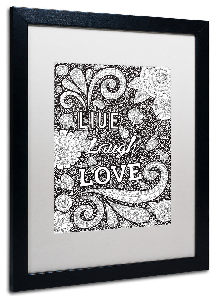 Hello Angel ''Live Laugh Love Black'' Art, Black Frame, White Mat, 20x16