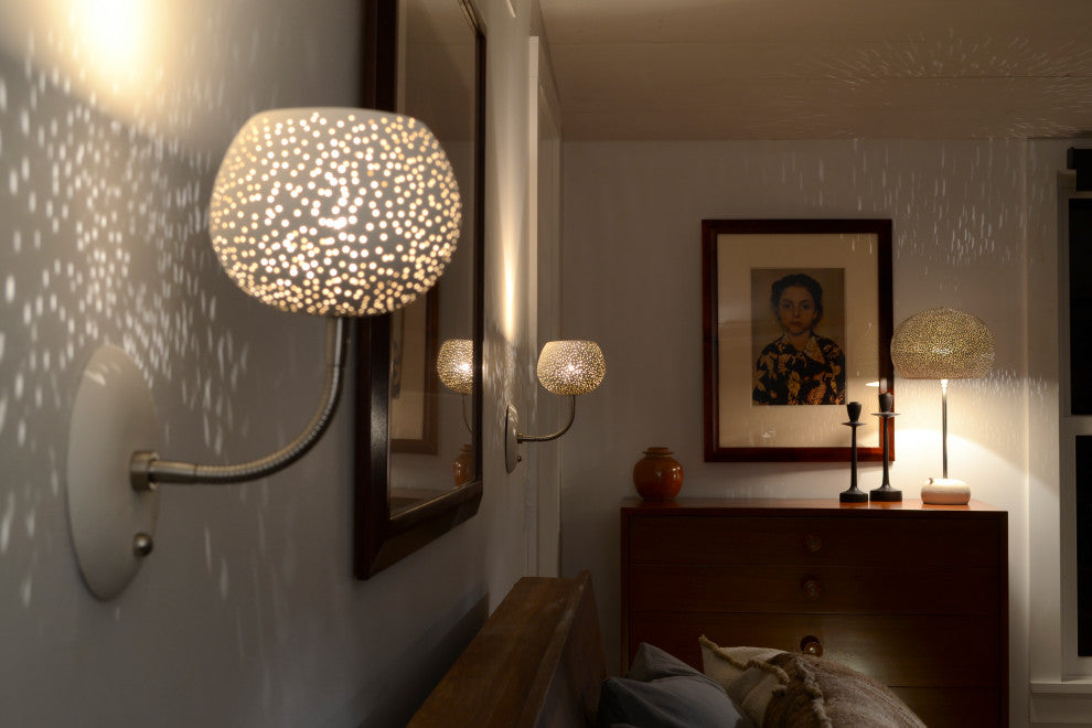 Claylight Sconce, Dot Pattern, Touch Dimmer - Xenon Bulb
