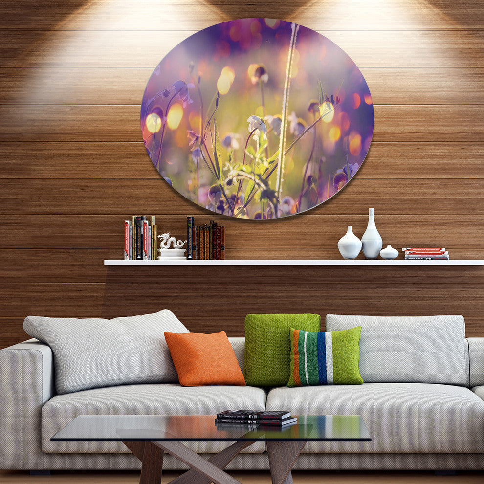 Beautiful Flowers In Meadow, Floral Disc Metal Artwork, 11"