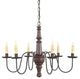 Harrison Wooden Chandelier in Americana Colors, Plantation Red