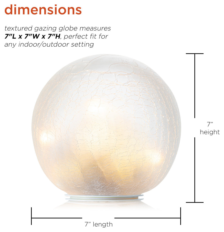 Cream Textured Glass Gazing Globe with LED Lights