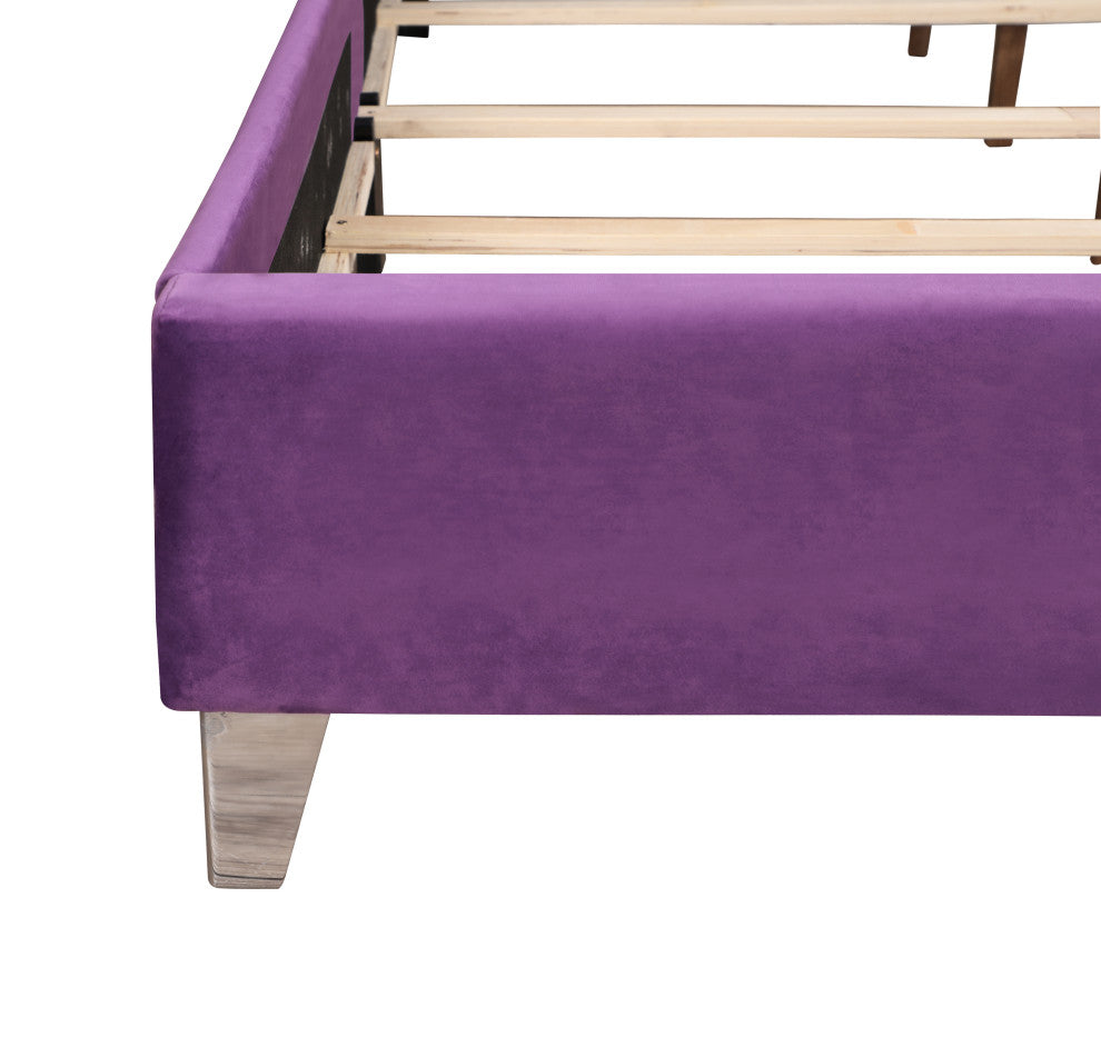 Chester Upholstered Velvet Bed, Purple, King