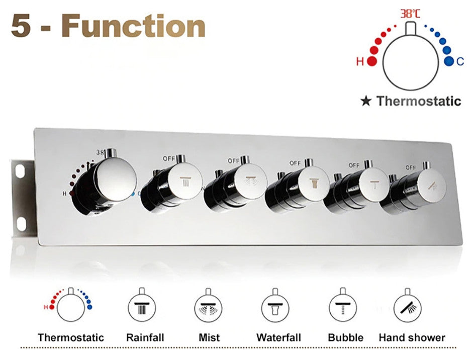Five Function Vertica Chrome Diverter Shower Controller Mixer