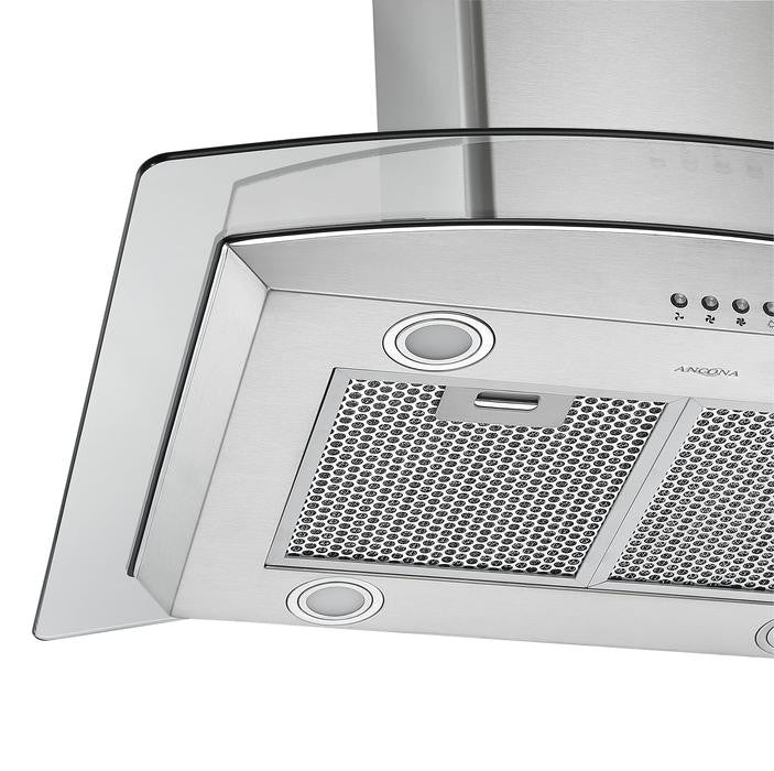 30" Island Glass Range Hood, Stainless Steel