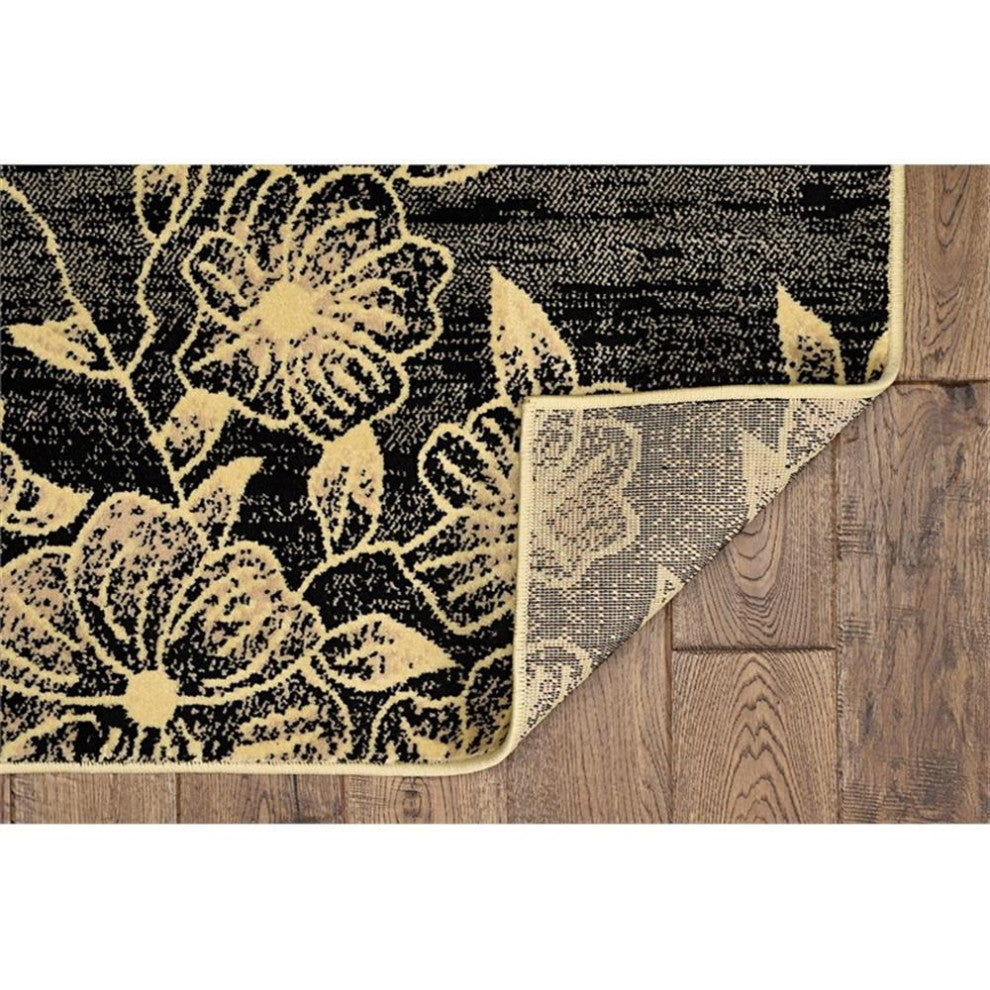 Linon Elegance Napa Patchwork Power Loomed Polypropylene 5'x7'3" Rug in Cream