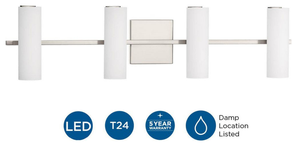 Colonnade LED 4-Light Bath/Vanity Light, Brushed Nickel