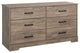 Dresser, Brown Dresser for Bedroom, Chest of Drawers with 6 Drawers