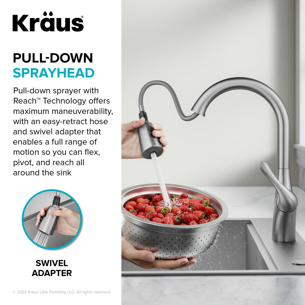 Merlin Pull-Down 1-Hole Kitchen Faucet Matte Black