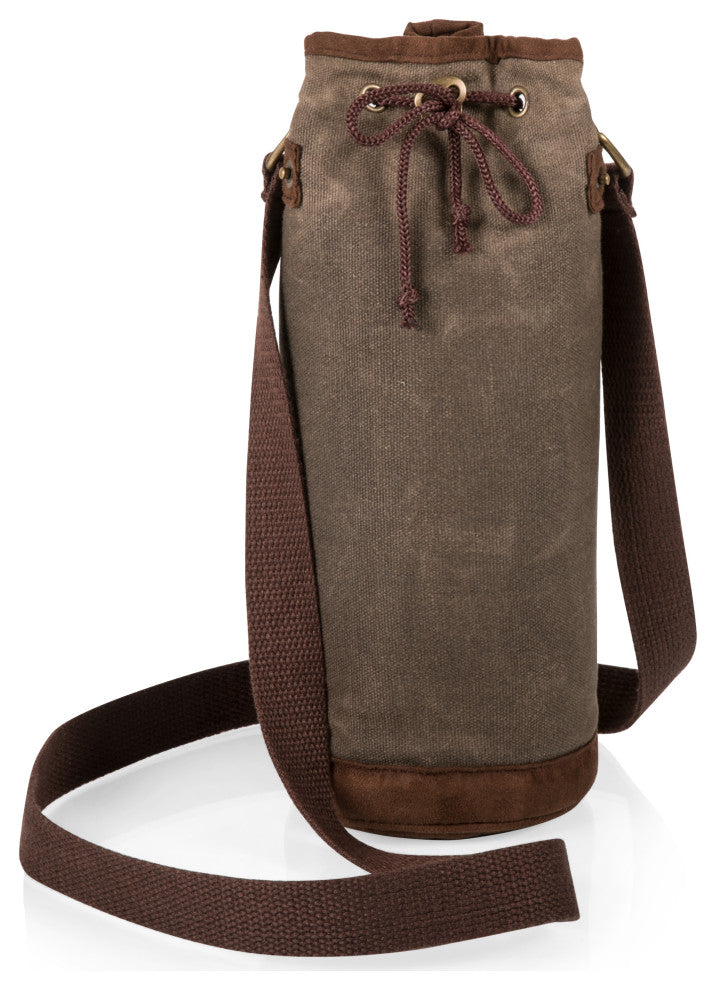 Waxed Canvas Wine Tote - Green