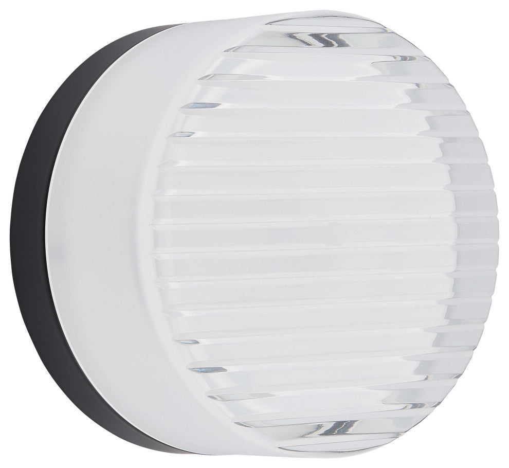 Lucia Wall Sconce, 15W, Matte Black, Fluted Clear & Frosted Acrylic Diffuser