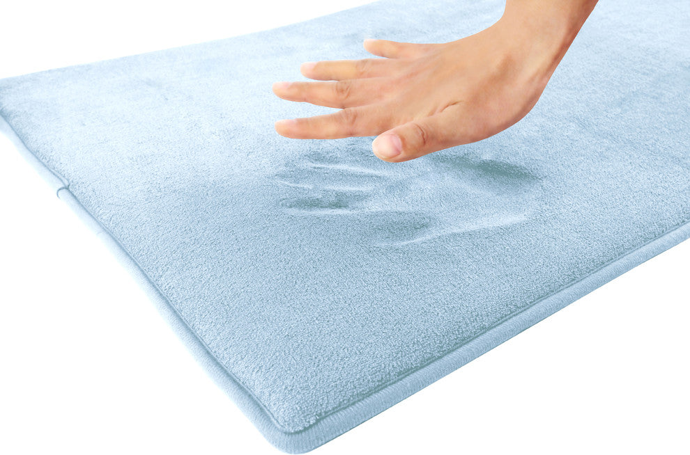 Fabbrica Home Memory Foam Accent Rug, Solid, Sky Blue