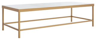 Safavieh Couture Caralyn Rectangle Marble Coffee Table White/Brass