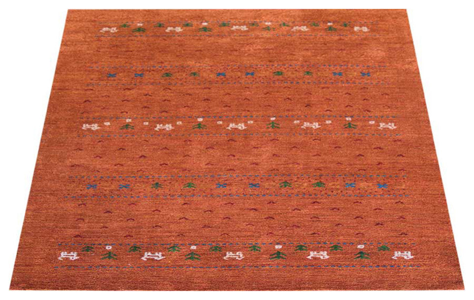 HAND KNOTTED LOOM SILK ECO-FRIENDLY AREA RUG -10'x10',Square,Orange,Contemporary