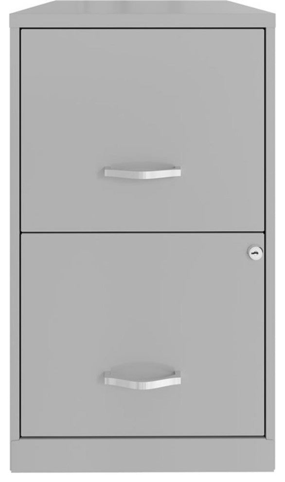 Space Solutions 18in 2 Drawer Metal File Cabinet Arctic Silver