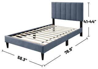 Brushed Linen Fabric Full Bed With Channel Tufting Design, Charcoal