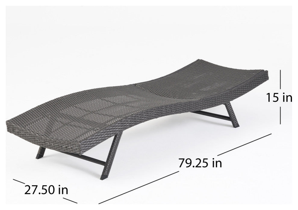 GDF Studio 6-Piece Eliana Outdoor Wicker Chaise Lounge Chairs Set, Gray