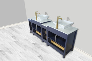 Vanity Art Vanity Set With Vessel Sink, Blue, 84", Standard Mirror