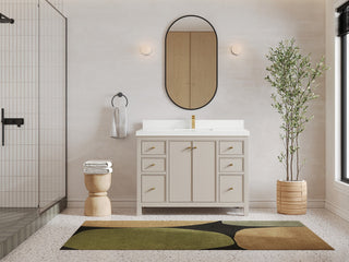Chicago 48" Single Sink Bathroom Vanity, Fine Grain 2" White Quartz