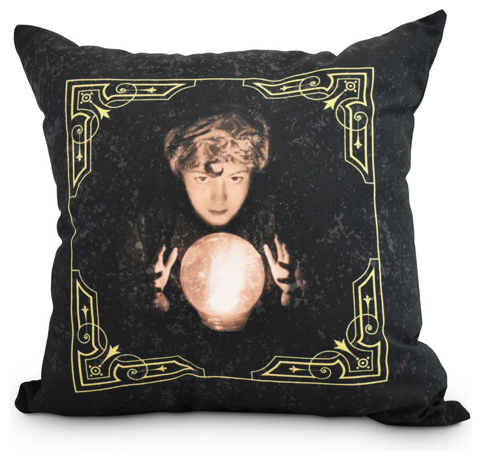 All Seeing Psychic Halloween Print Decorative Throw Pillow, Gold/Yellow, 16"