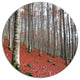 Serene Fall Forest With Red Ground, Forest Disc Metal Wall Art, 38"