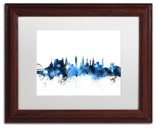Michael Tompsett 'Glasgow Scotland Skyline White' Matted Framed Art, 11x14