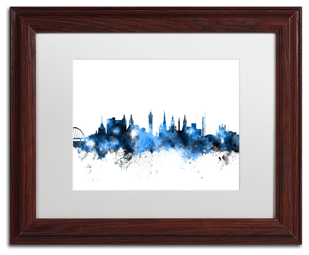 Michael Tompsett 'Glasgow Scotland Skyline White' Matted Framed Art, 11x14