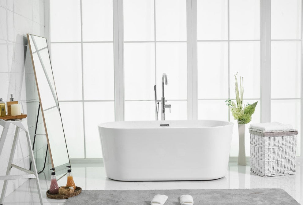 Owen 59" Soaking Roll Top Bathtub, Glossy White