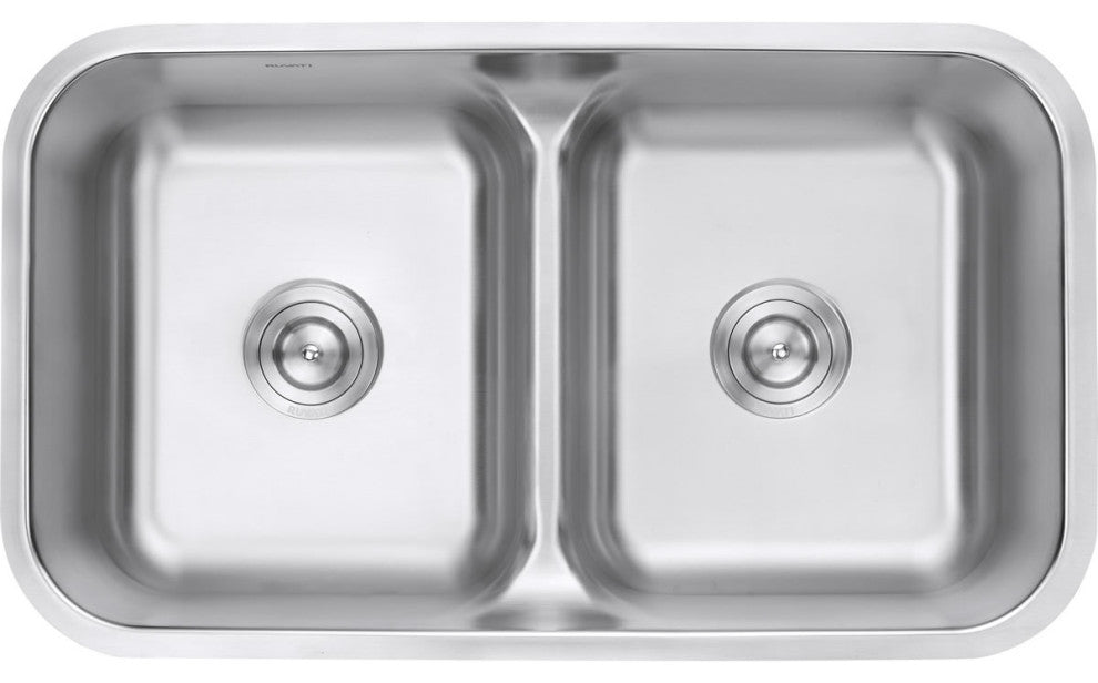 Ruvati RVM4350 Undermount 16 Gauge 32" Low Divide Double Bowl Kitchen Sink