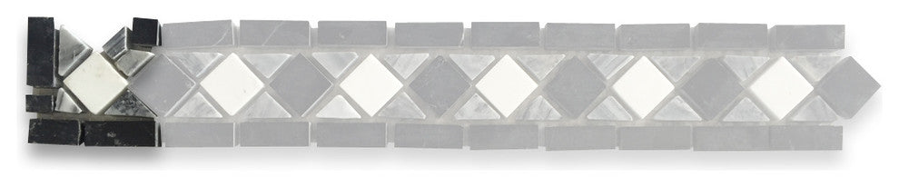 Marble Mosaic Border Decorative Tile Classic White Jade 2x2 Polished, 1 piece