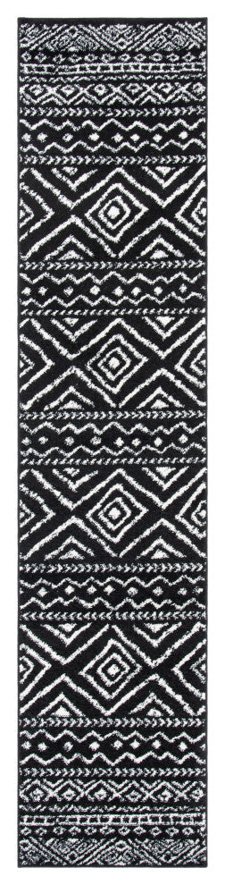 Safavieh Tulum Tul267Z Moroccan Rug, Black and Ivory, 2'0"x9'0" Runner