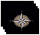 18"x14" Compass, Geometric Print Placemat, Navy Blue, Set of 4