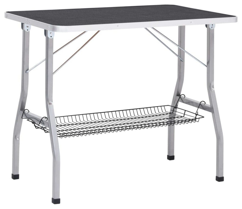 vidaXL Dog Grooming Table Adjustable Arm Foldable Dog Bath Table with 2 Loop