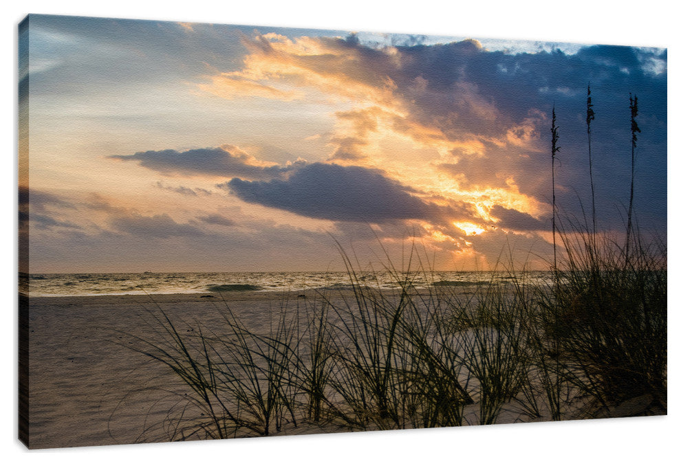 Coastal Wall Artwork: Anna Maria Island Beach Sunset 2 Canvas Print, 12" X 16"