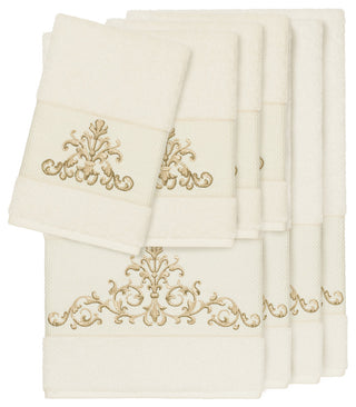 Scarlet 8-Piece Embellished Towel Set, Cream