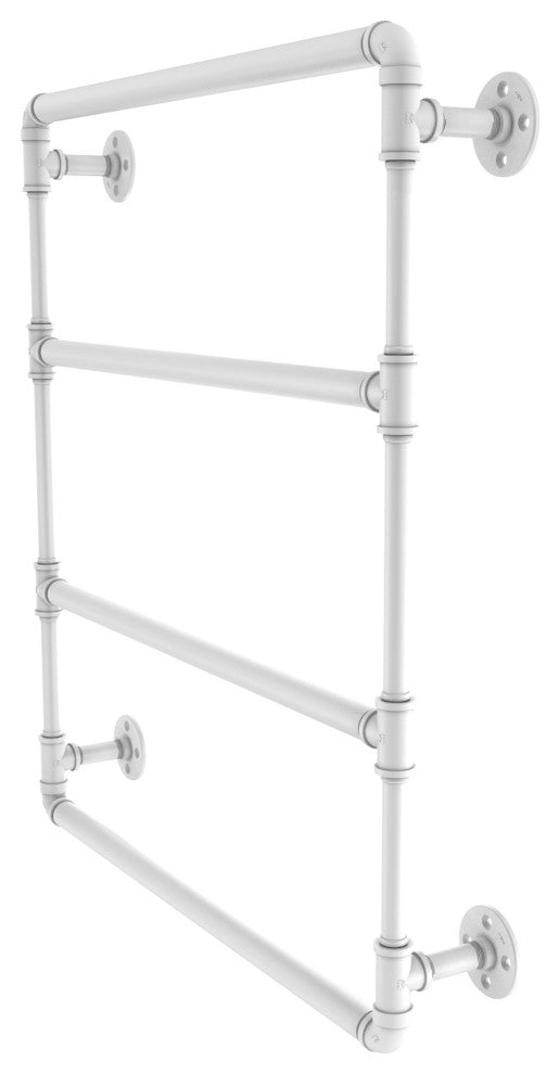 Pipeline Wall Mounted Ladder Towel Bar, Matte White, 30"