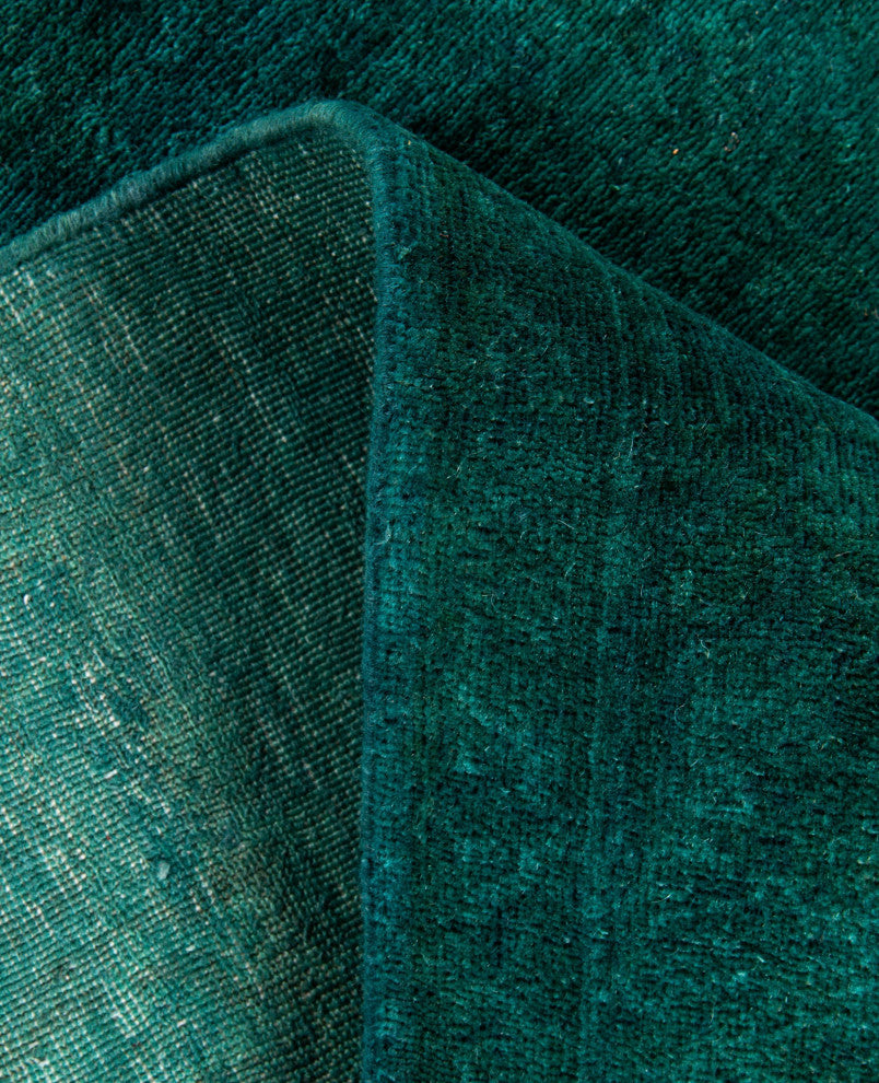 Overdyed One-of-a-Kind Hand-Knotted Area Rug Green, 4' 2" x 5' 9"