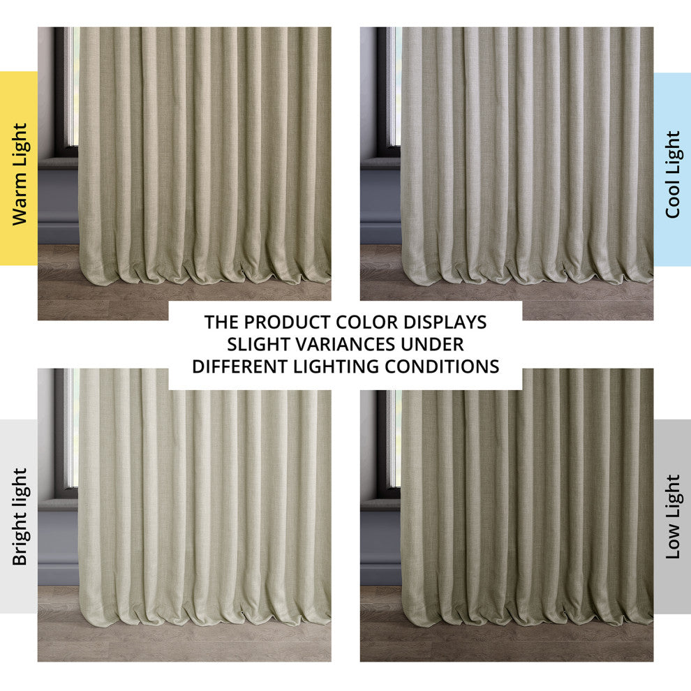 Faux Linen Extra Wide Room Darkening Curtain Single Panel, Oatmeal, 100"x84"