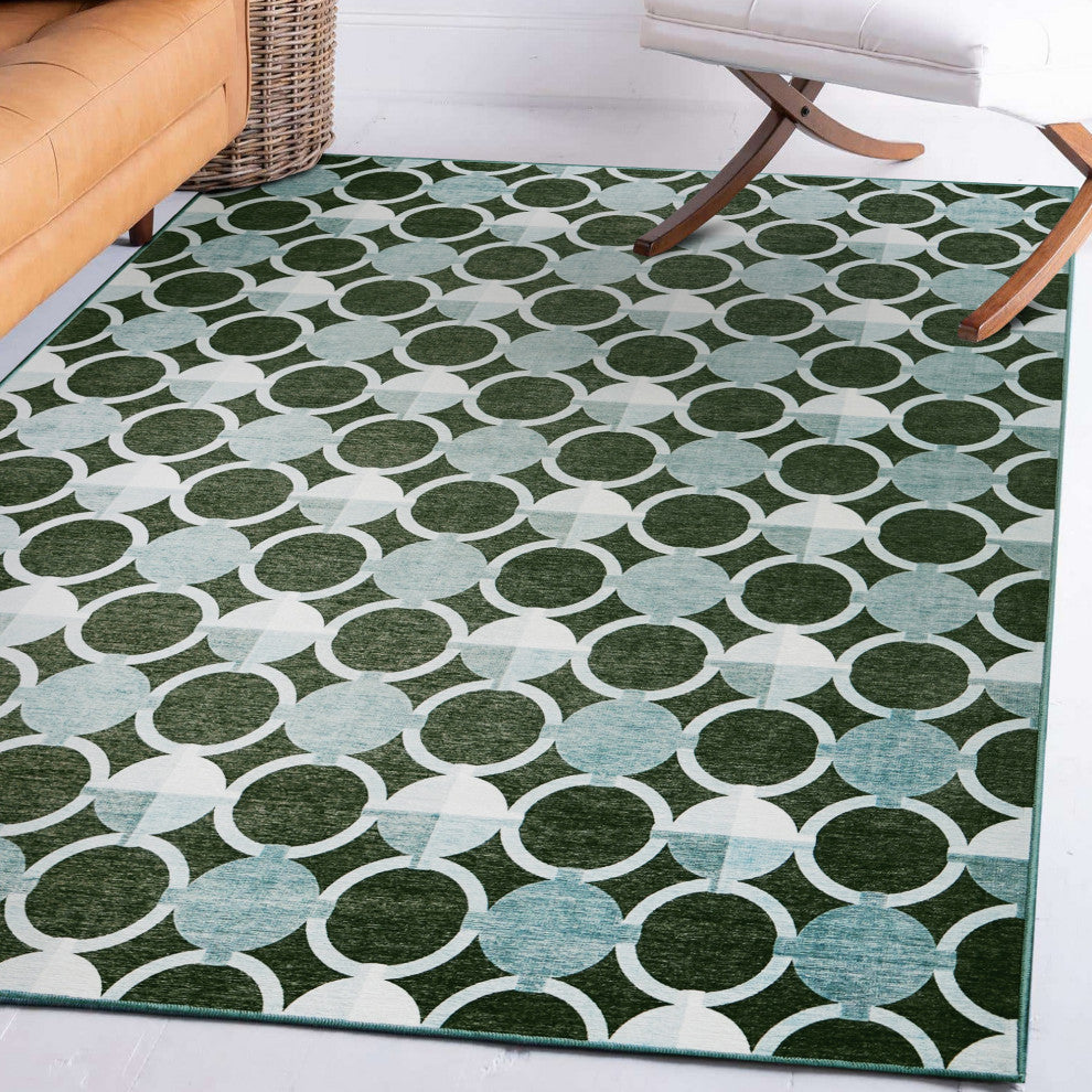 My Magic Carpet Washable Rug Dula Dark Sage Green, 5' X 7'