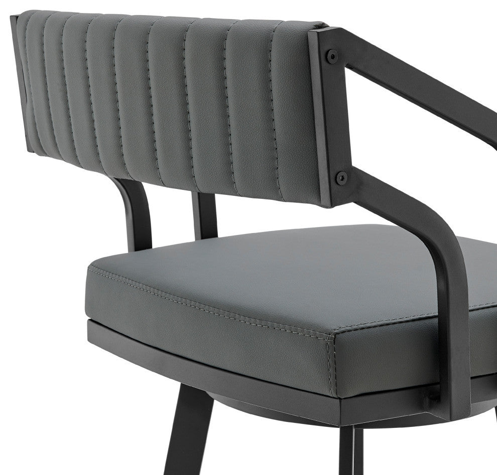 Capri Swivel Modern Metal and Slate Gray Faux Leather Bar and Counter Stool