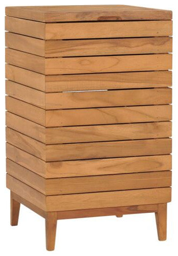 vidaXL Solid Teak Wood Laundry Basket 15.7"x15.7"x27.6" Wooden Clothes Box
