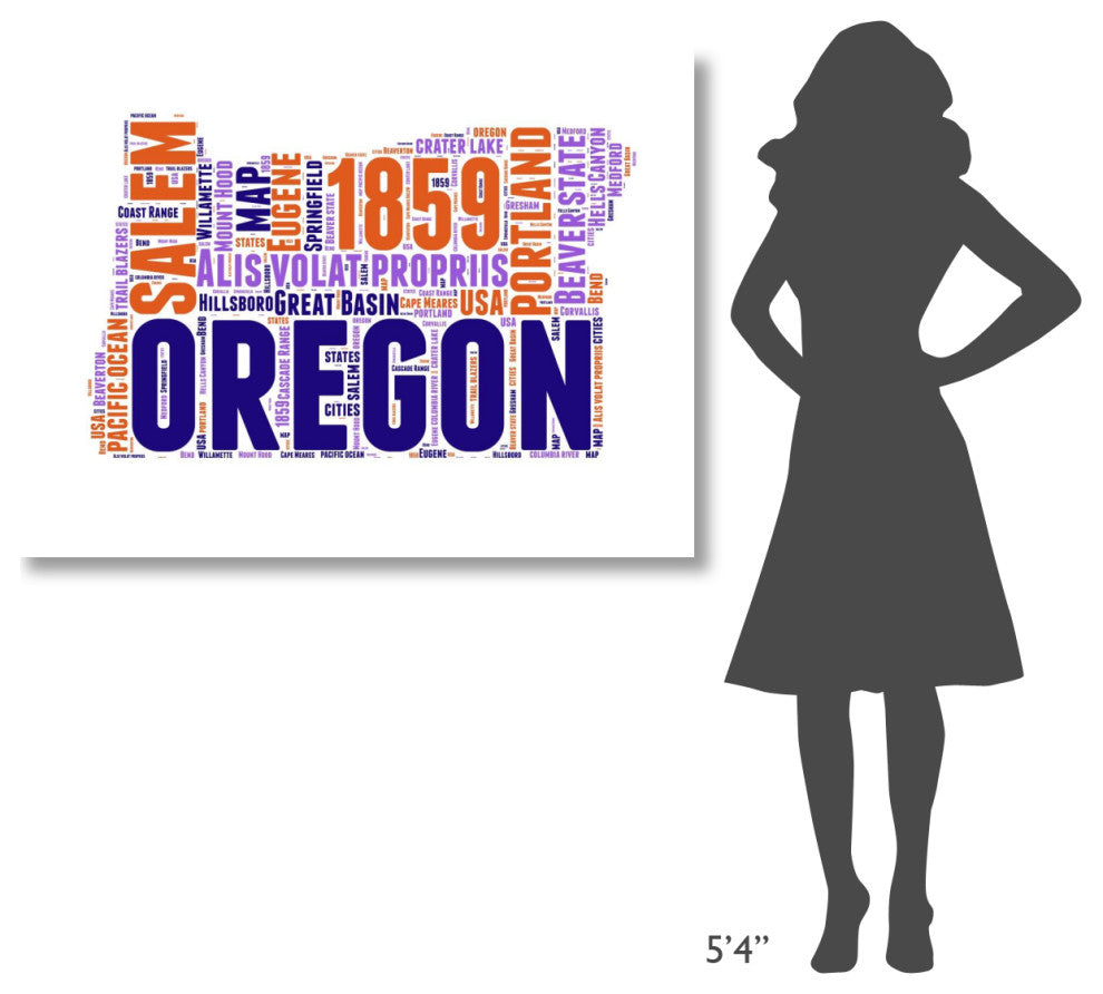 "Oregon Word Cloud Map" Fine Art Print