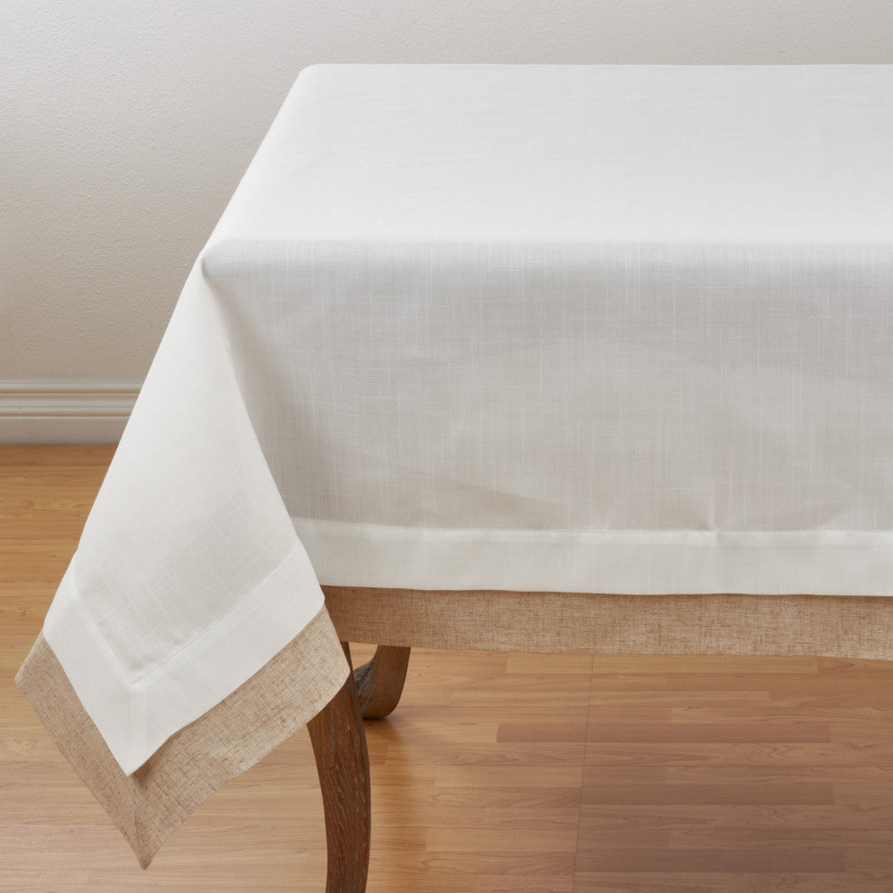 Double Layer Design Tablecloth, Ivory, 67"x67"