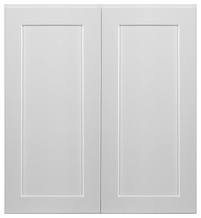 Wall Mount Storage Cabinet, Soft Closing Framed Door & Inner Shelves, White, 33"