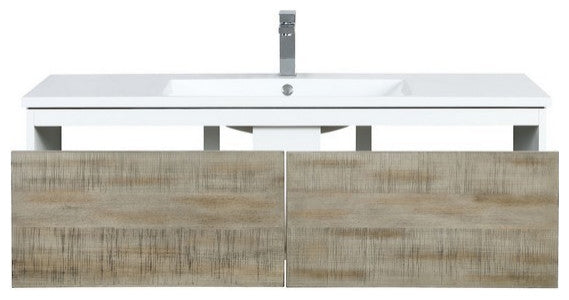 Scopi Modern 48" Rustic Acacia Bathroom Vanity, Balzani Gun Metal Faucet