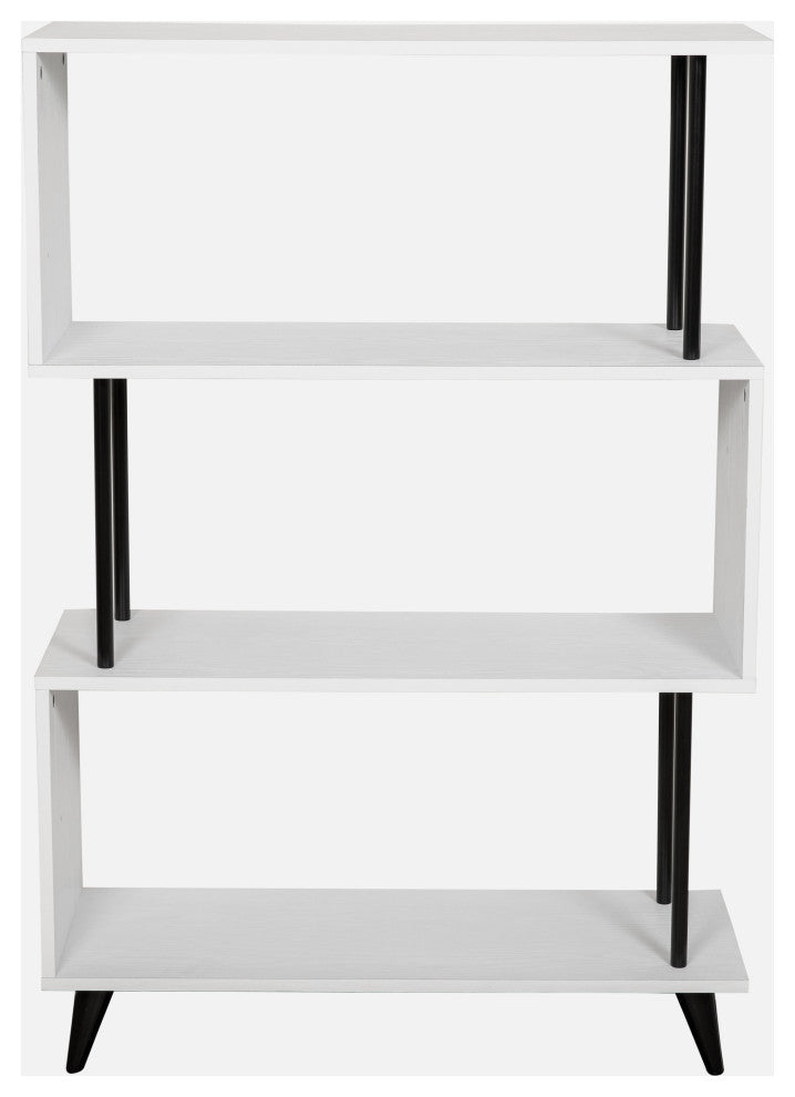 Danya B. Breuer 4-Tier White S-Shaped Bookcase With Black Hardware Accents