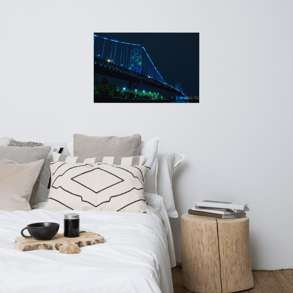 Ben Franklin Bridge Night Urban Landscape Photo Unframed Wall Art Print, 24" X 36"